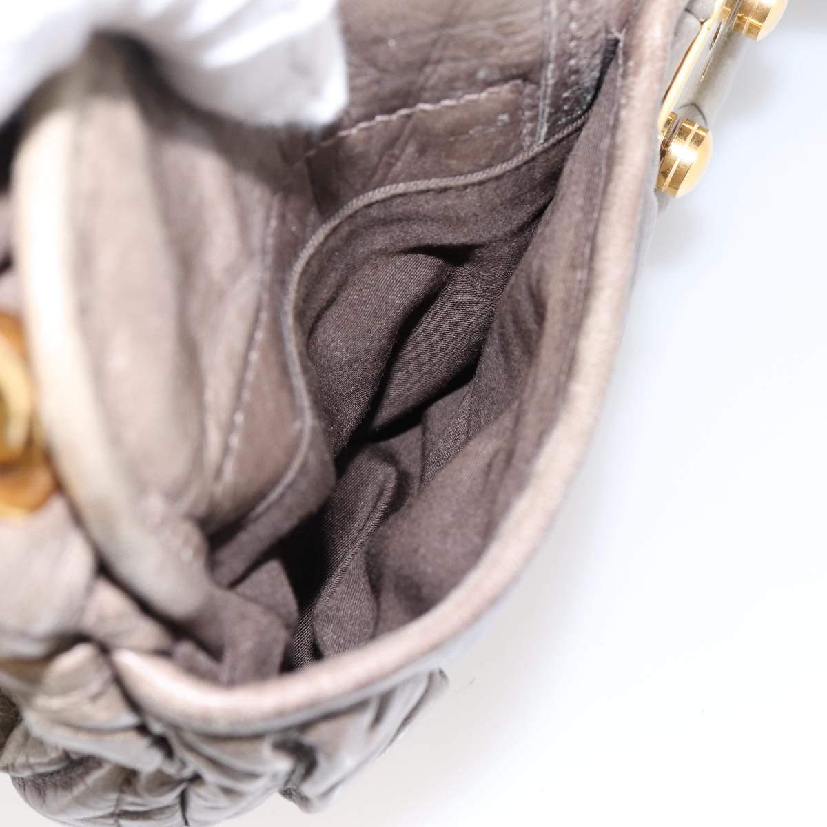 Miu Miu Matelasse Hand Bag Leather 2way Beige Gold Auth 199433V