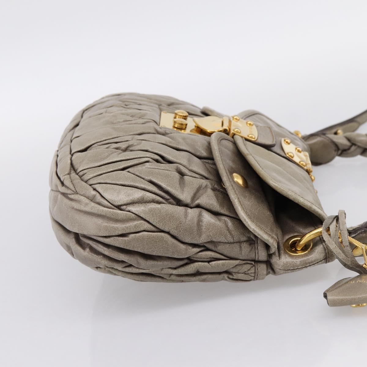 Miu Miu Matelasse Hand Bag Leather 2way Beige Gold Auth 199433V