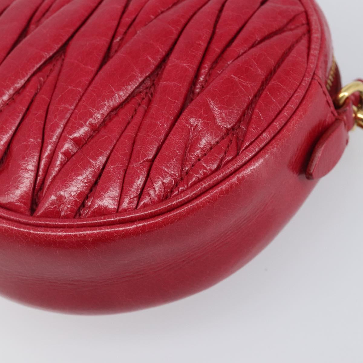 Miu Miu Matelasse Hand Bag Leather Red Gold Auth 199435V