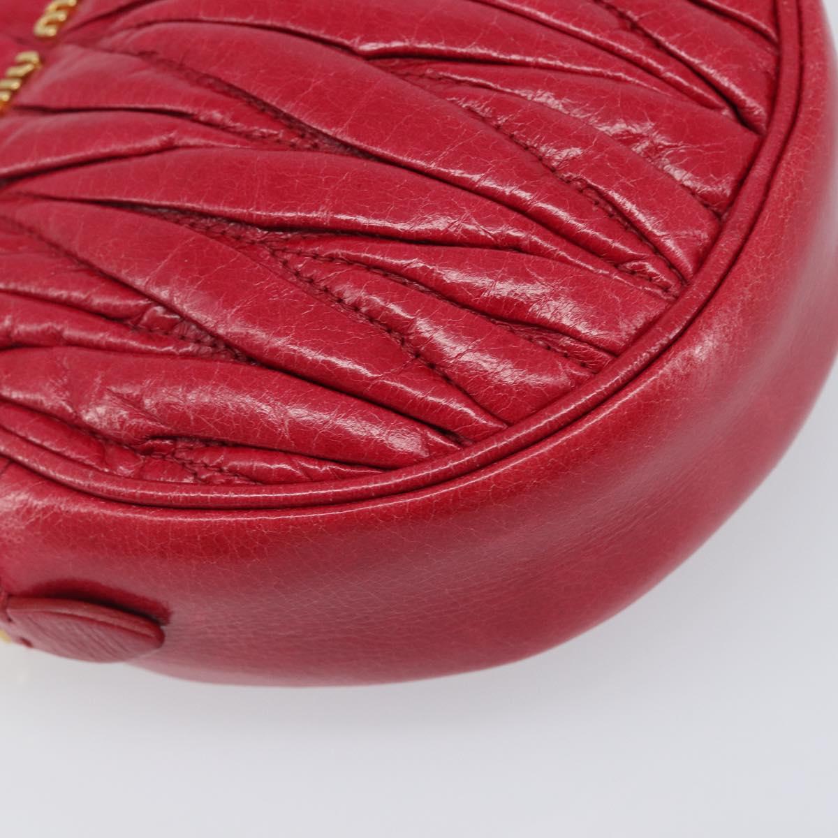 Miu Miu Matelasse Hand Bag Leather Red Gold Auth 199435V