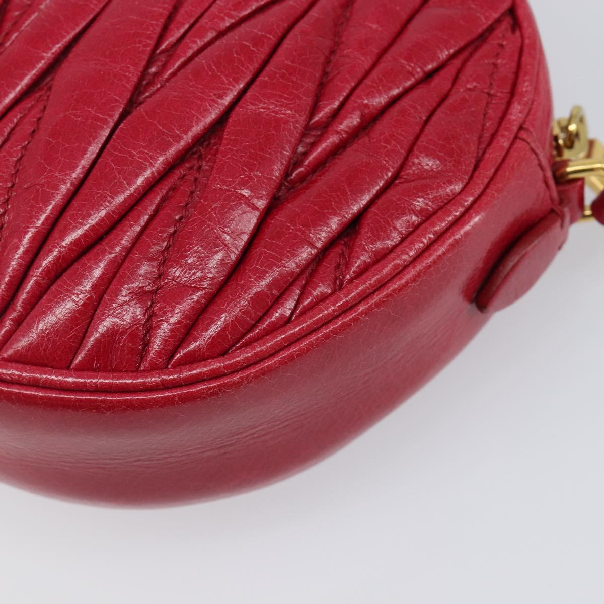 Miu Miu Matelasse Hand Bag Leather Red Gold Auth 199435V