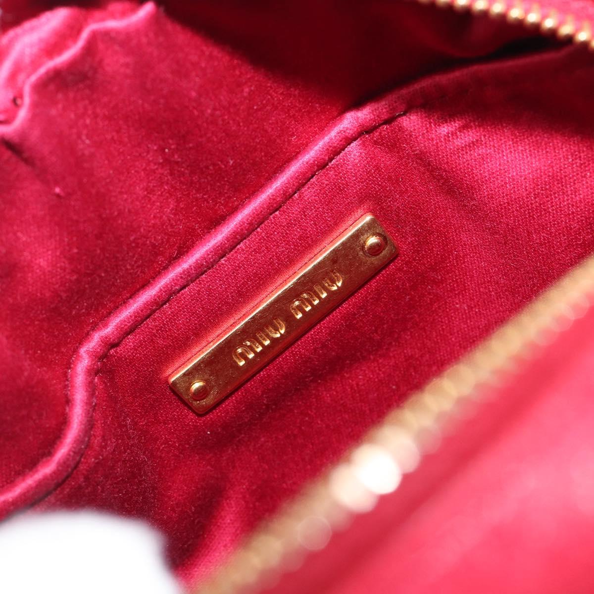 Miu Miu Matelasse Hand Bag Leather Red Gold Auth 199435V