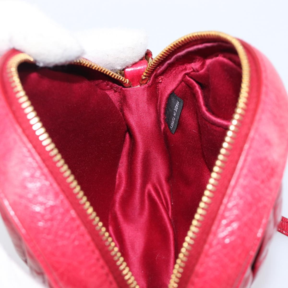 Miu Miu Matelasse Hand Bag Leather Red Gold Auth 199435V