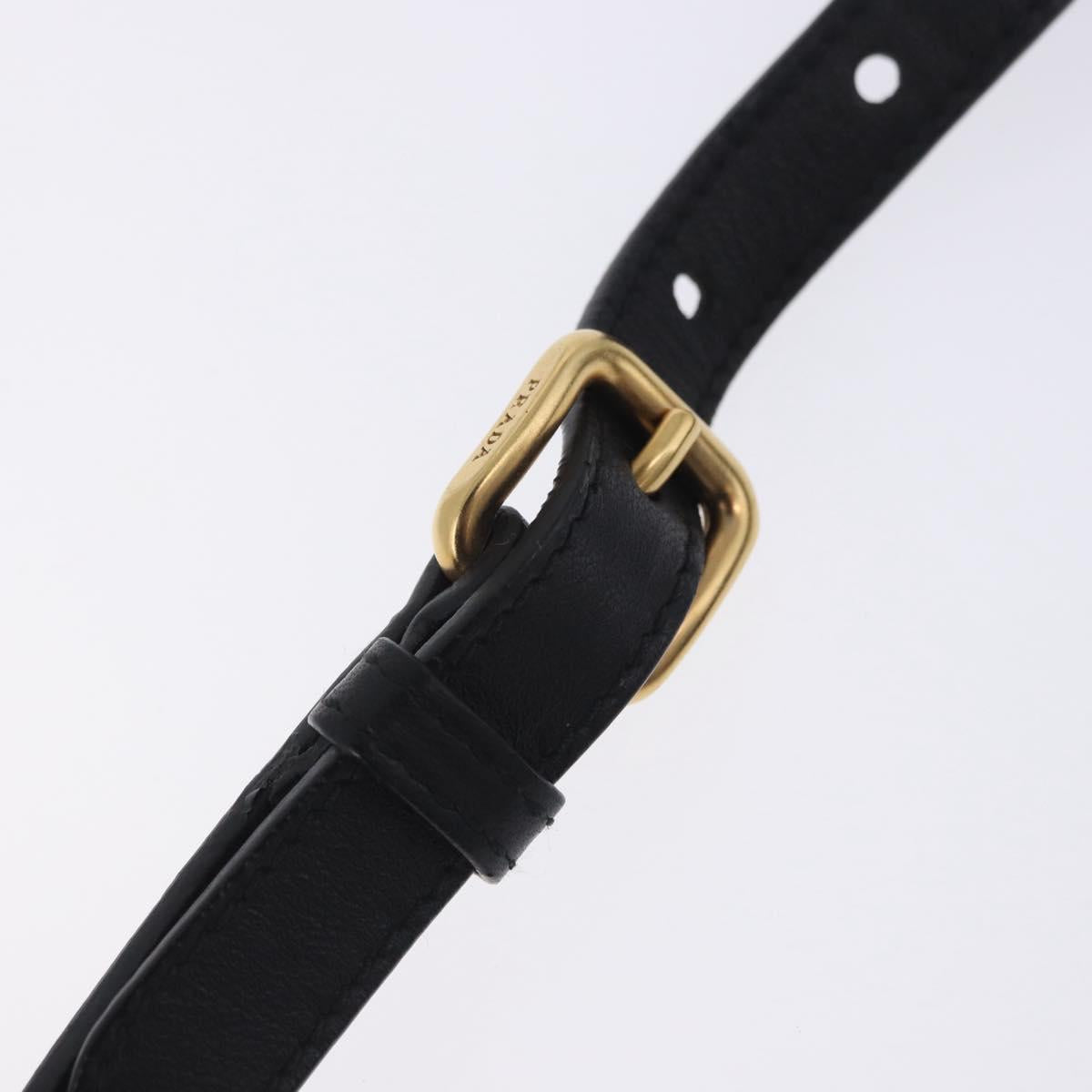 PRADA Ribbon Shoulder Bag Leather Black Pink Auth 199439V