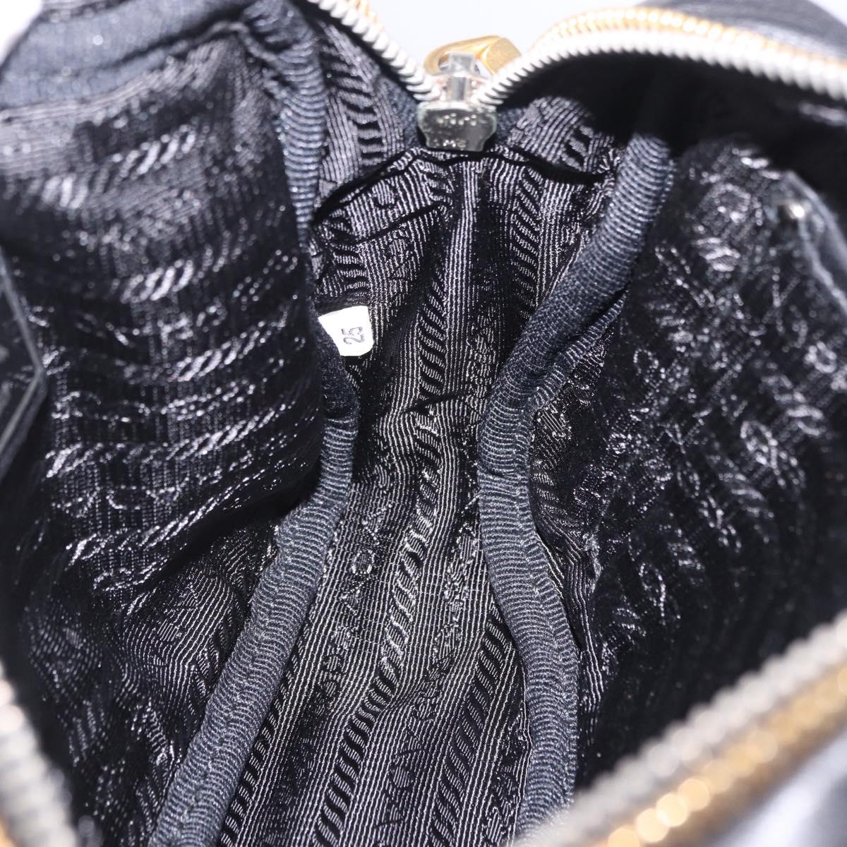 PRADA Ribbon Shoulder Bag Leather Black Pink Auth 199439V