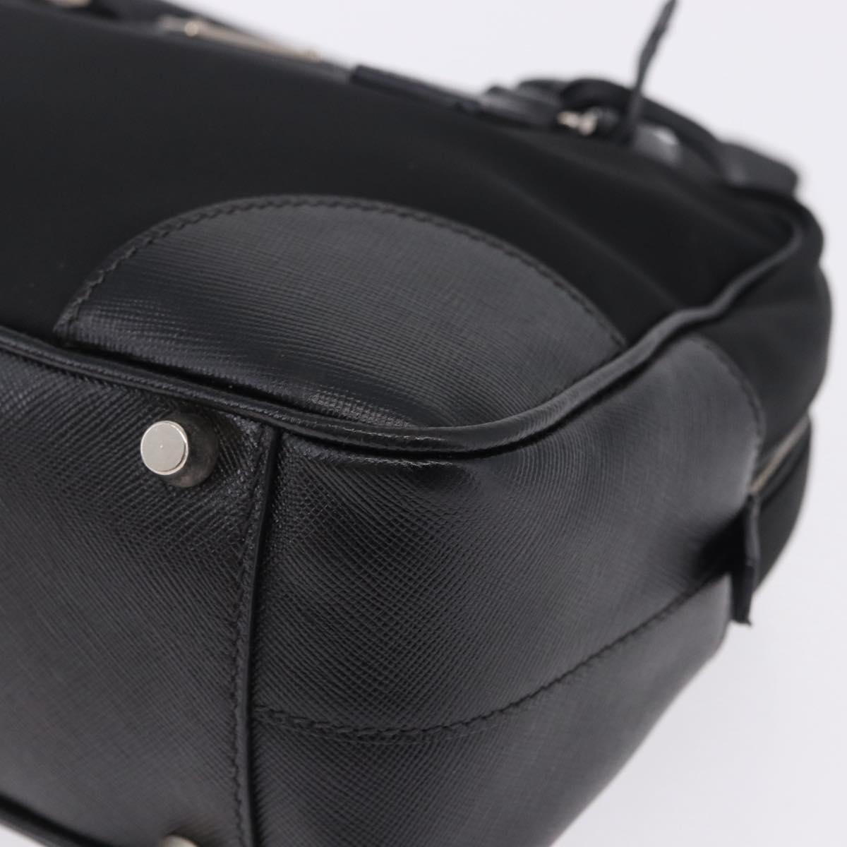 PRADA Hand Bag Nylon Black Silver Auth 199441V