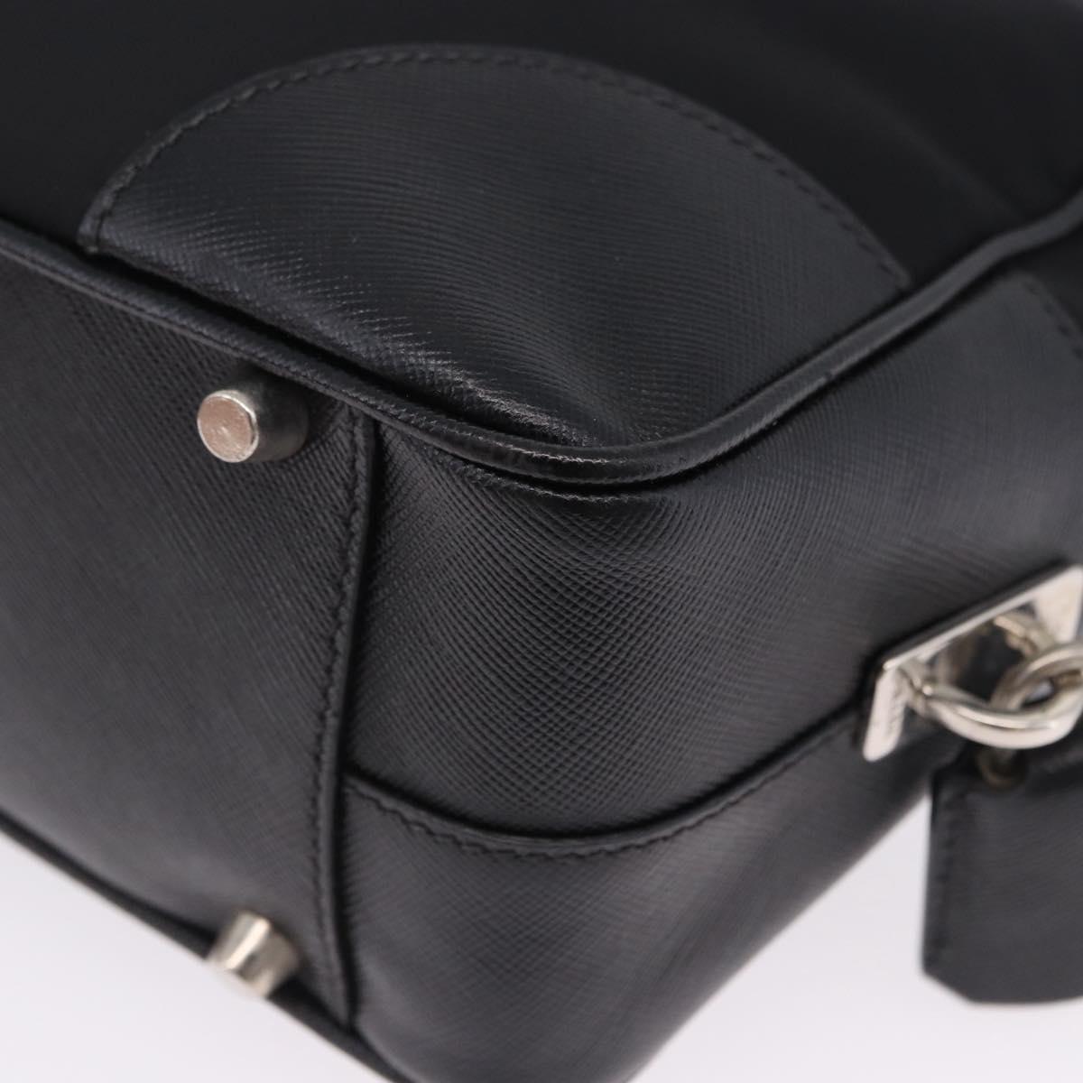 PRADA Hand Bag Nylon Black Silver Auth 199441V