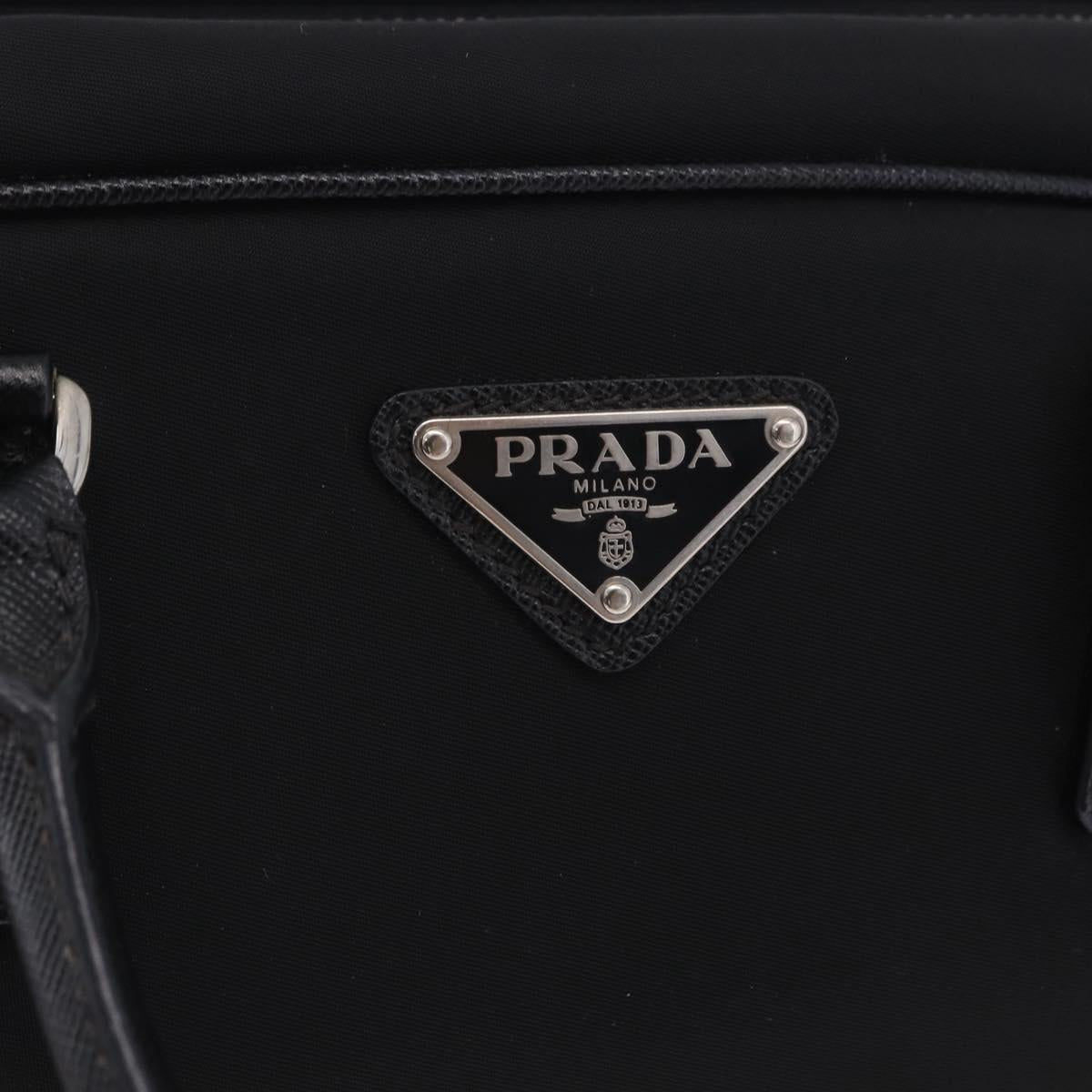 PRADA Hand Bag Nylon Black Silver Auth 199441V