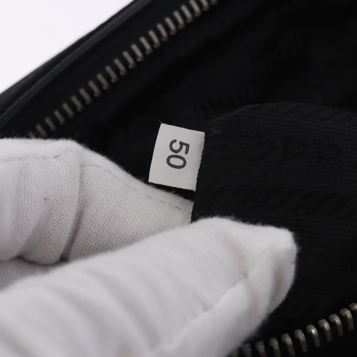 PRADA Hand Bag Nylon Black Silver Auth 199441V