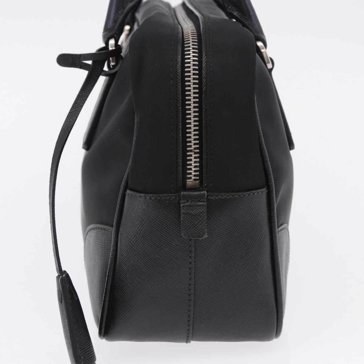 PRADA Hand Bag Nylon Black Silver Auth 199441V