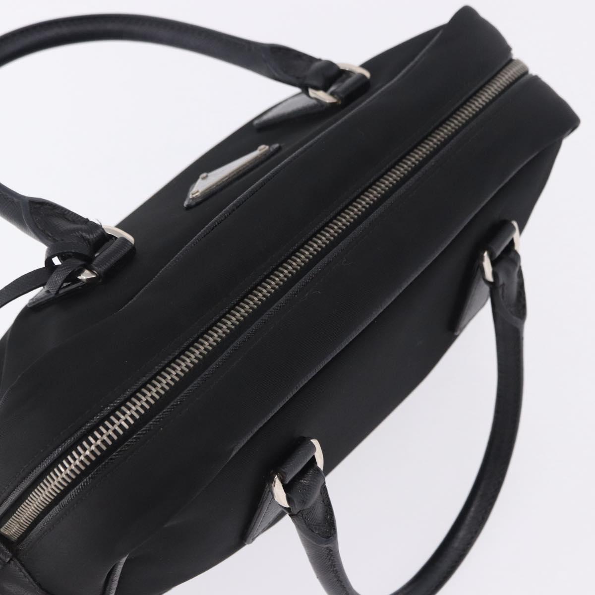 PRADA Hand Bag Nylon Black Silver Auth 199441V