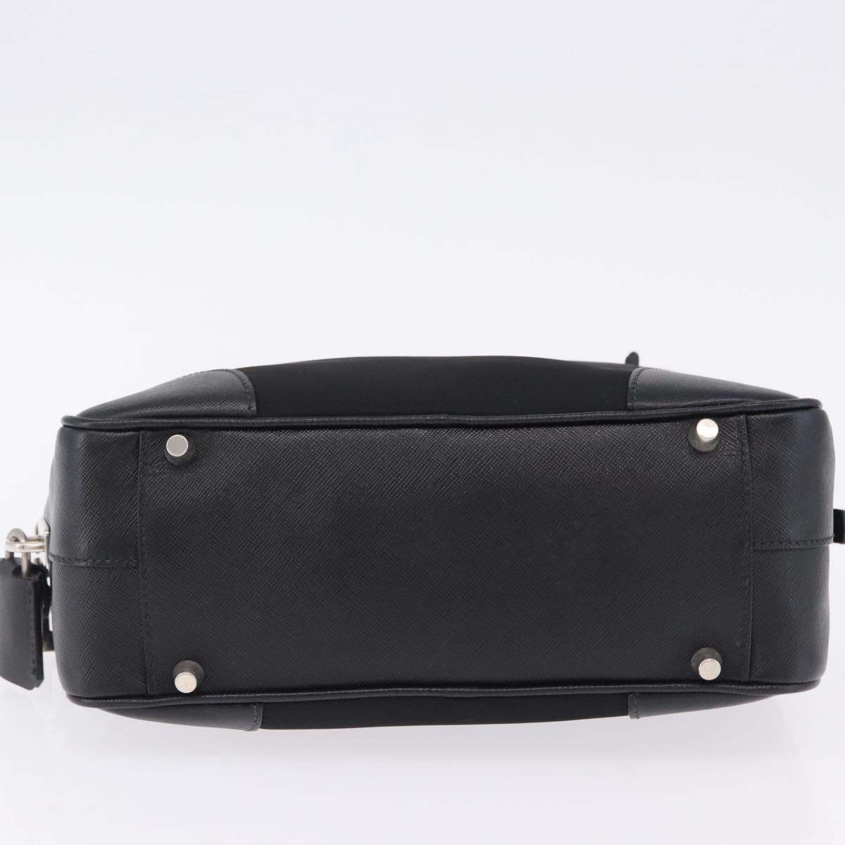 PRADA Hand Bag Nylon Black Silver Auth 199441V
