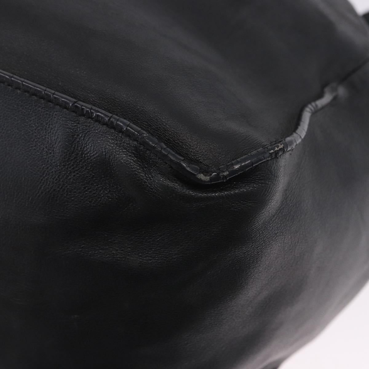 PRADA Tote Bag Leather Black Silver Auth 199442V