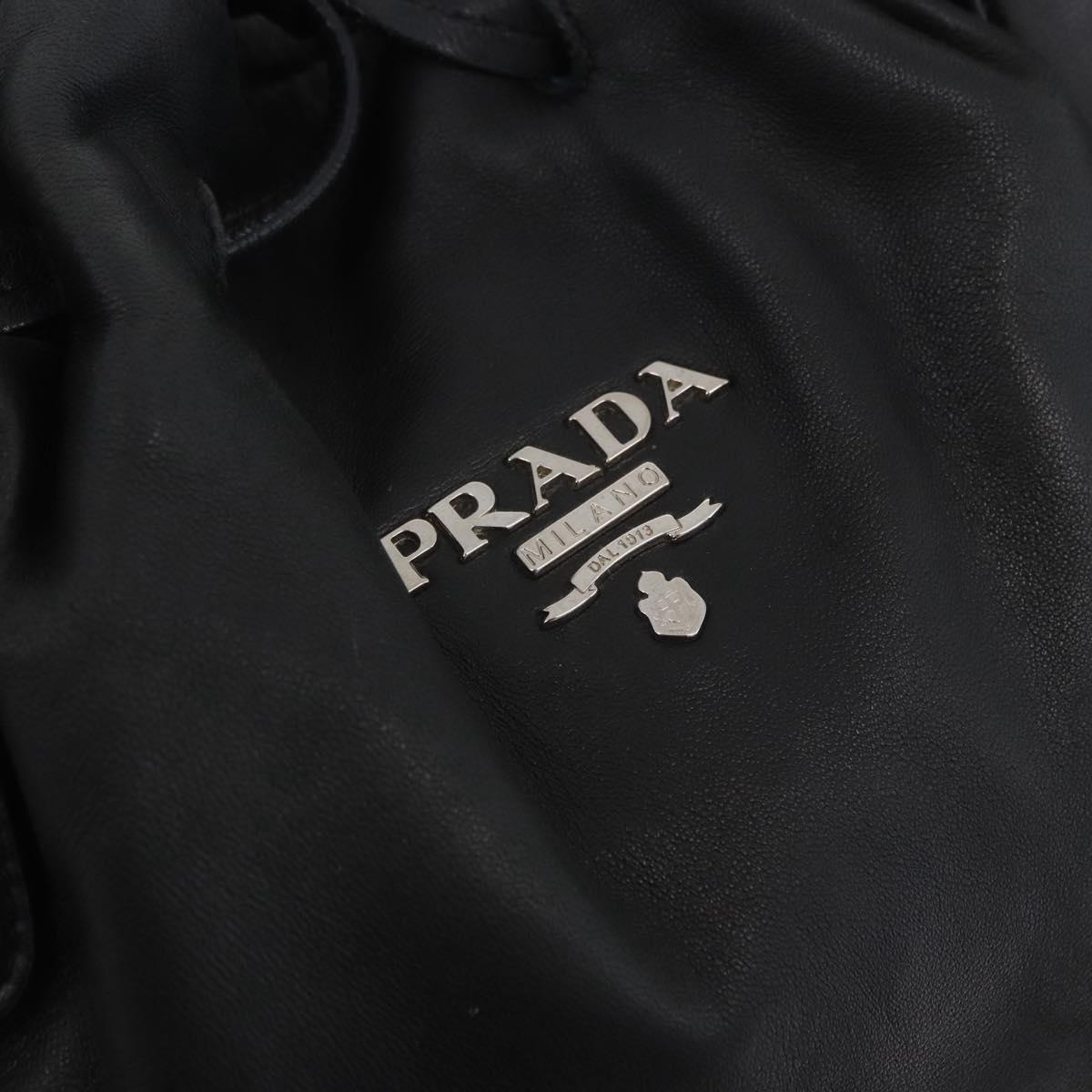 PRADA Tote Bag Leather Black Silver Auth 199442V