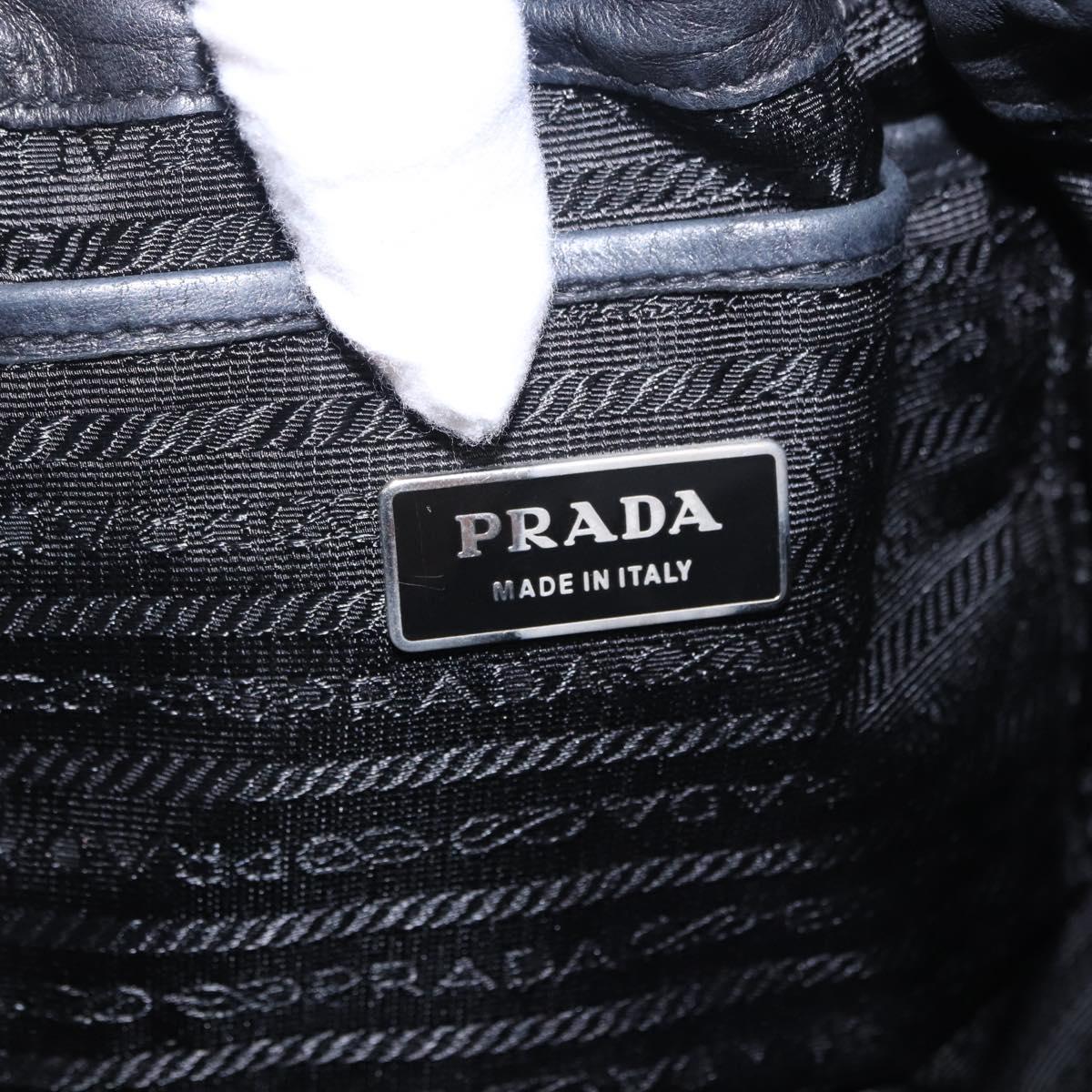 PRADA Tote Bag Leather Black Silver Auth 199442V