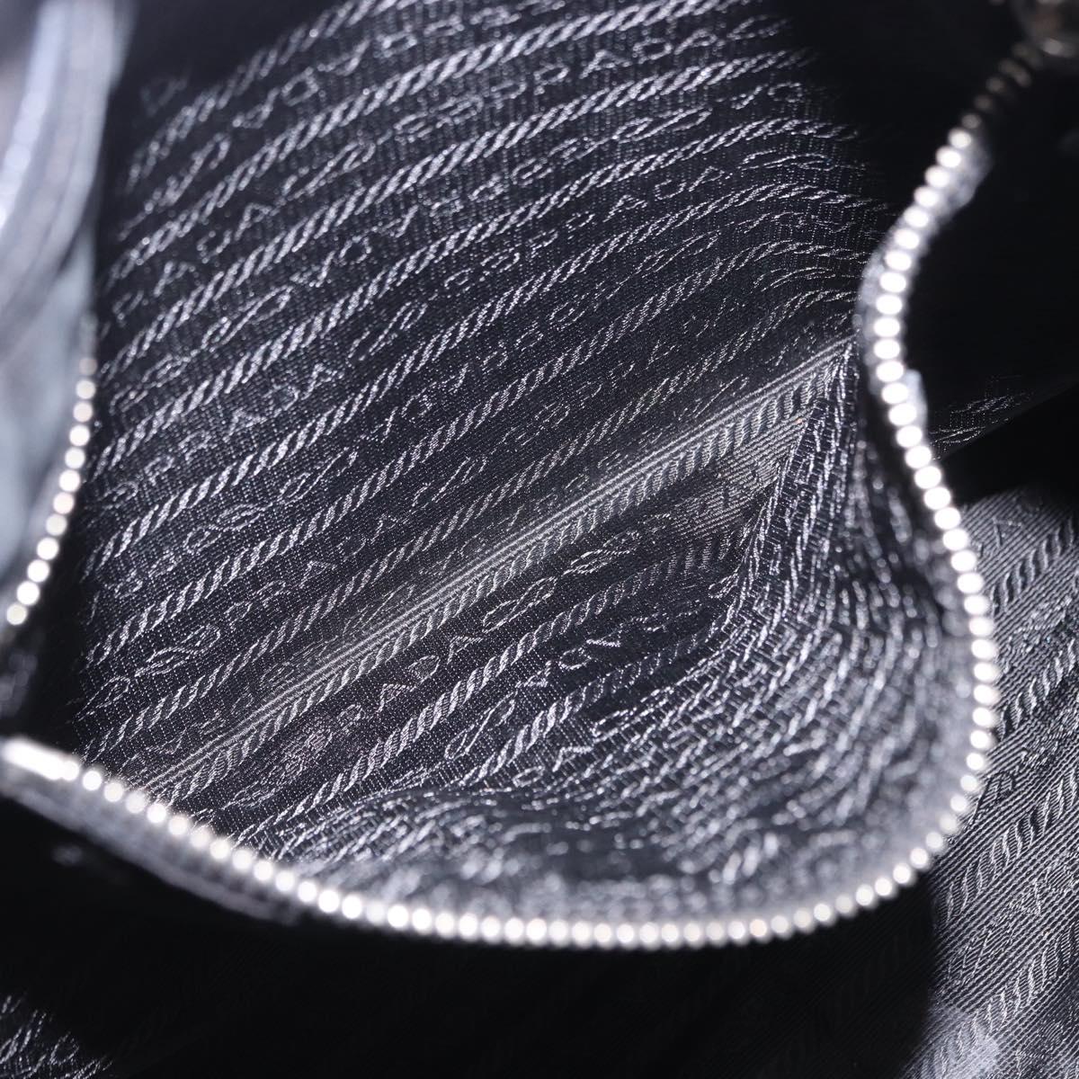 PRADA Tote Bag Leather Black Silver Auth 199442V