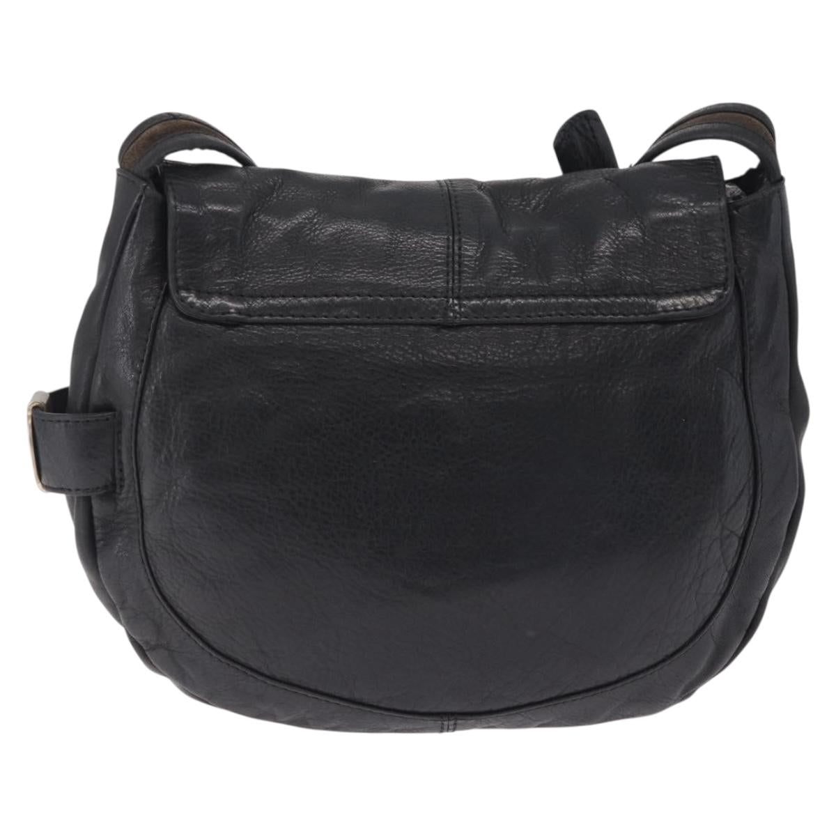See By Chloe Shoulder Bag Leather Black Gold Tone Auth 199443