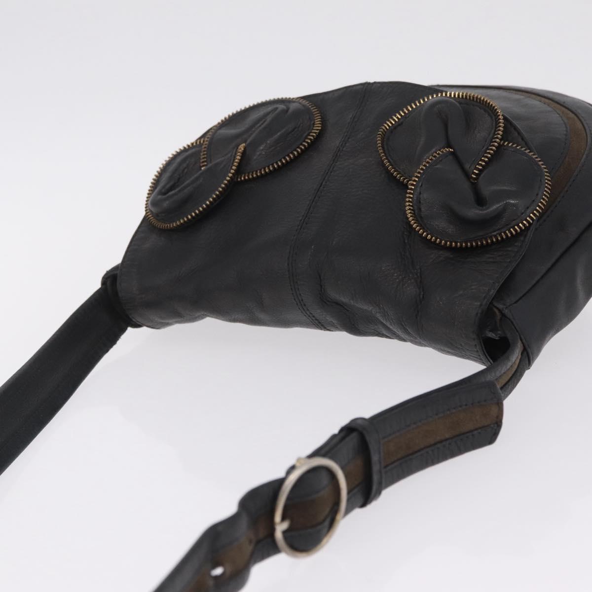 See By Chloe Shoulder Bag Leather Black Gold Tone Auth 199443