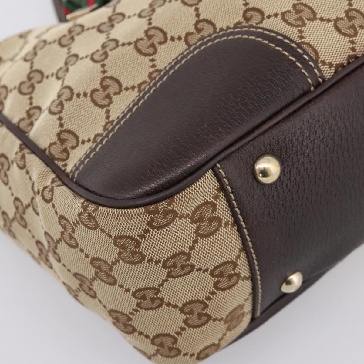 GUCCI GG Canvas Web Sherry Line Princi Tote Bag Beige Gold 163805 Auth 199444V