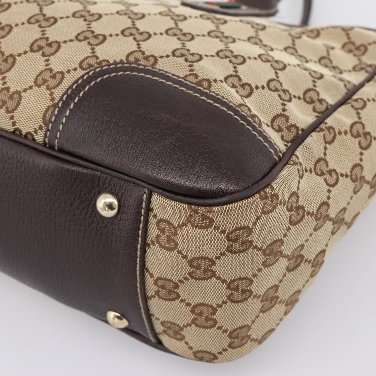 GUCCI GG Canvas Web Sherry Line Princi Tote Bag Beige Gold 163805 Auth 199444V