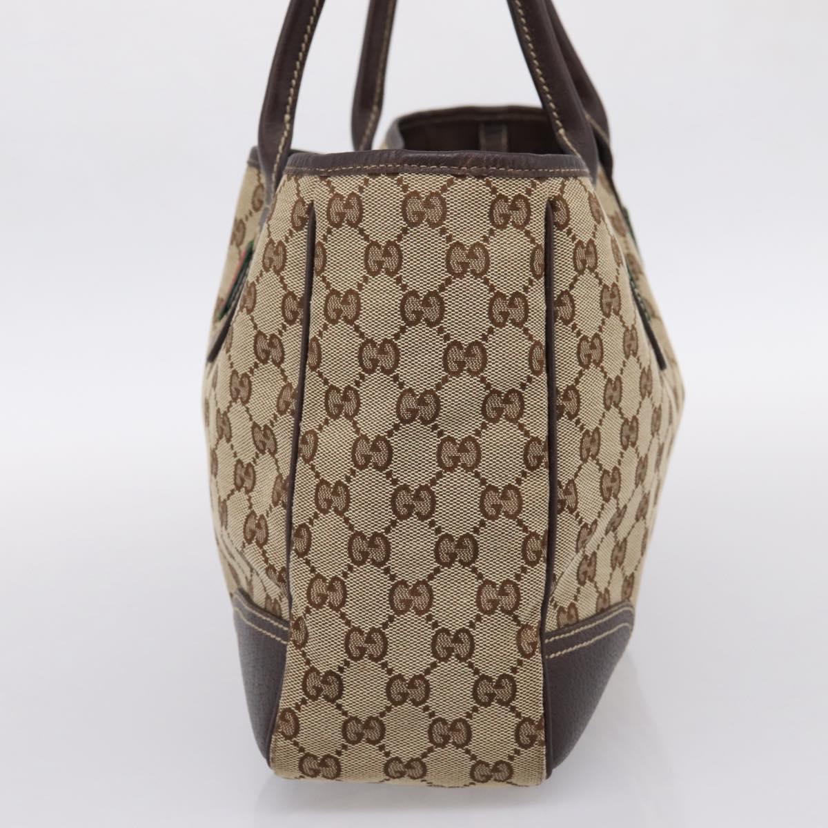 GUCCI GG Canvas Web Sherry Line Princi Tote Bag Beige Gold 163805 Auth 199444V