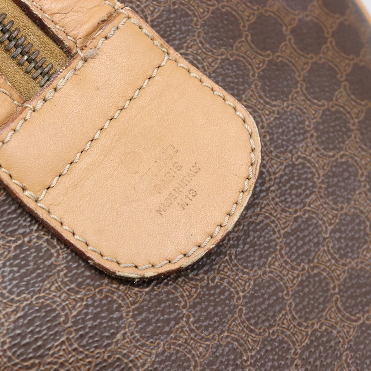 CELINE Macadam Canvas Boston Bag PVC Leather Brown Gold Auth 199445