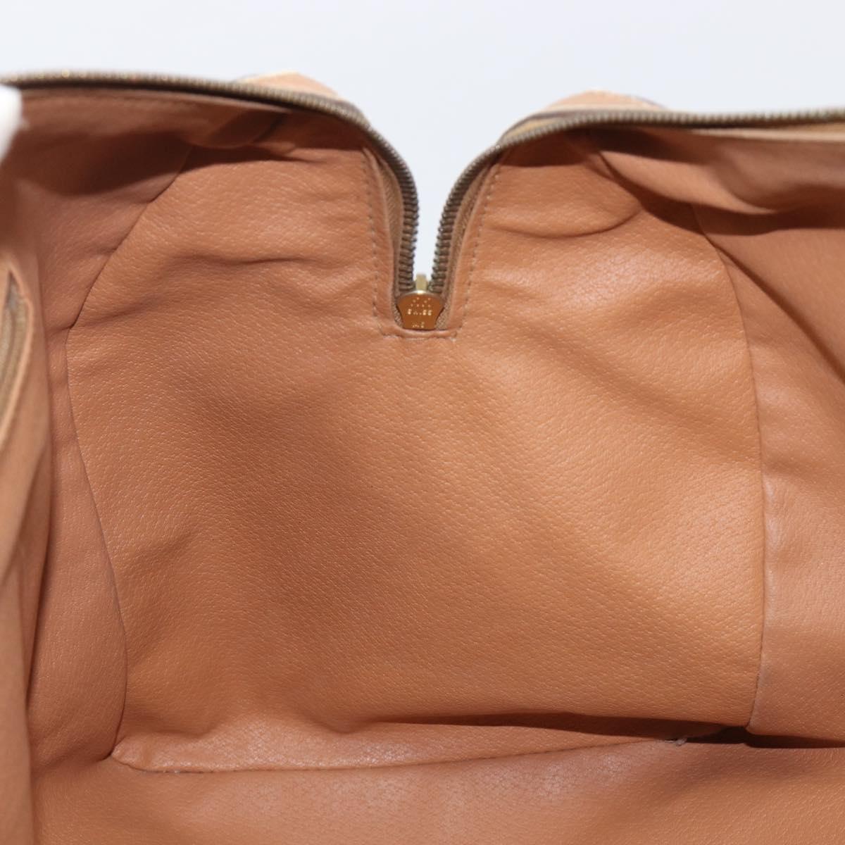 CELINE Macadam Canvas Boston Bag PVC Leather Brown Gold Auth 199445