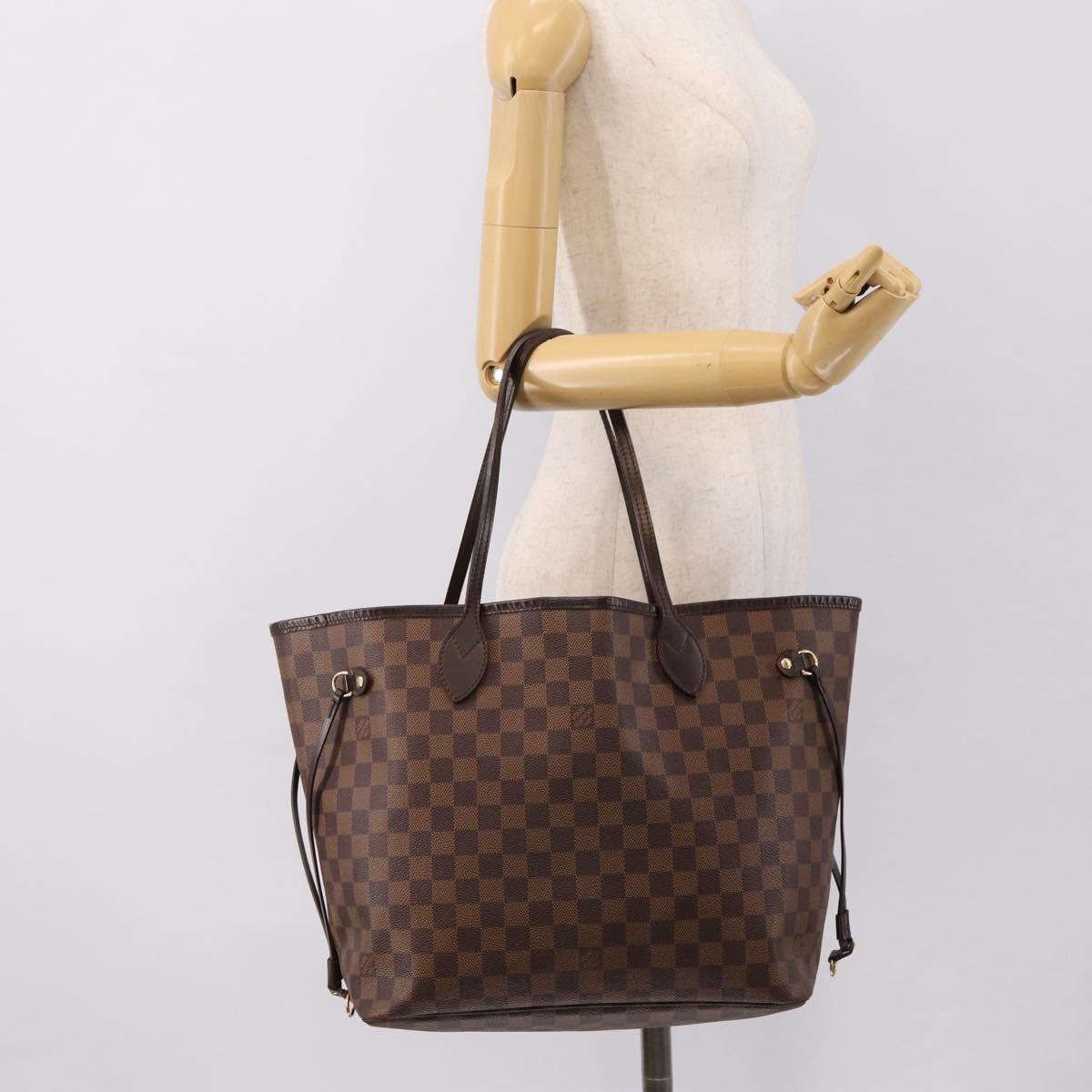 LOUIS VUITTON Damier Ebene Neverfull MM Tote Bag N51105 LV Auth 199447