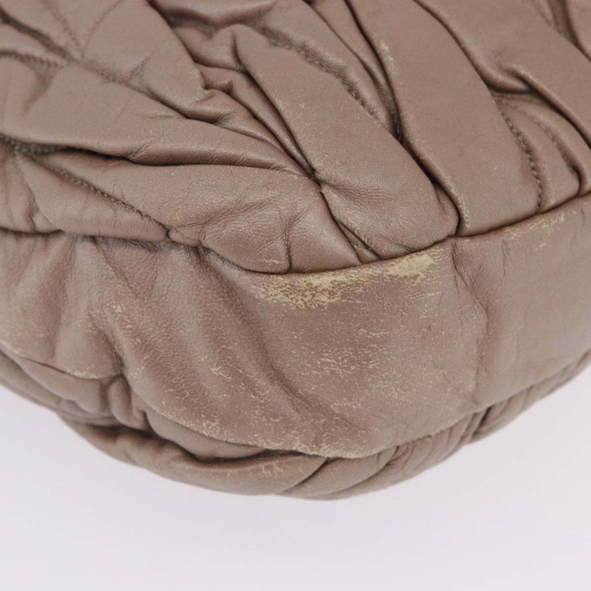 Miu Miu Matelasse Hand Bag Beige Silver Auth 199449