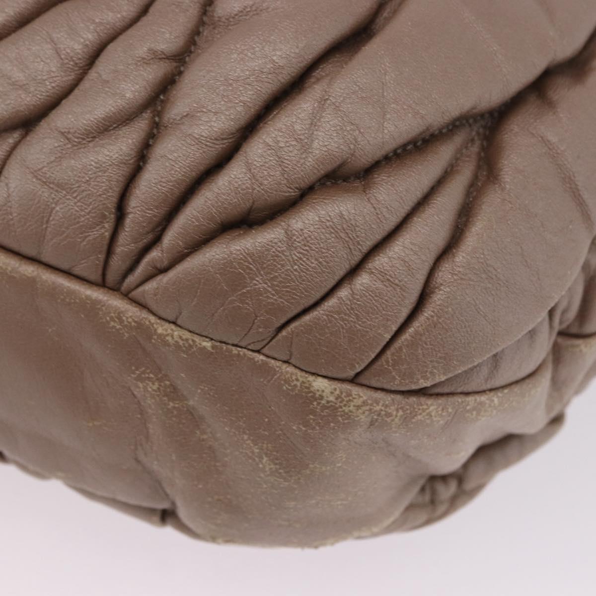 Miu Miu Matelasse Hand Bag Beige Silver Auth 199449