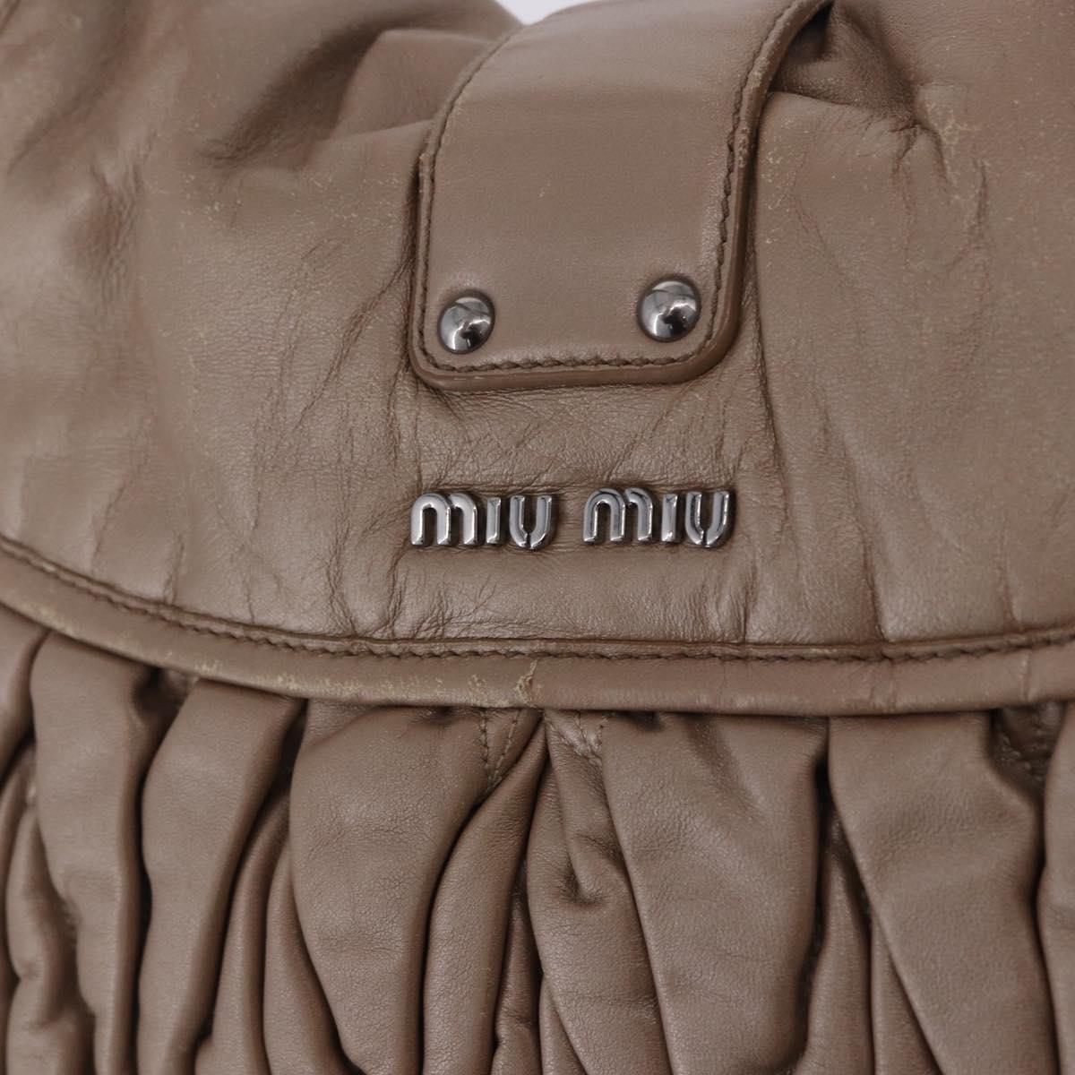 Miu Miu Matelasse Hand Bag Beige Silver Auth 199449