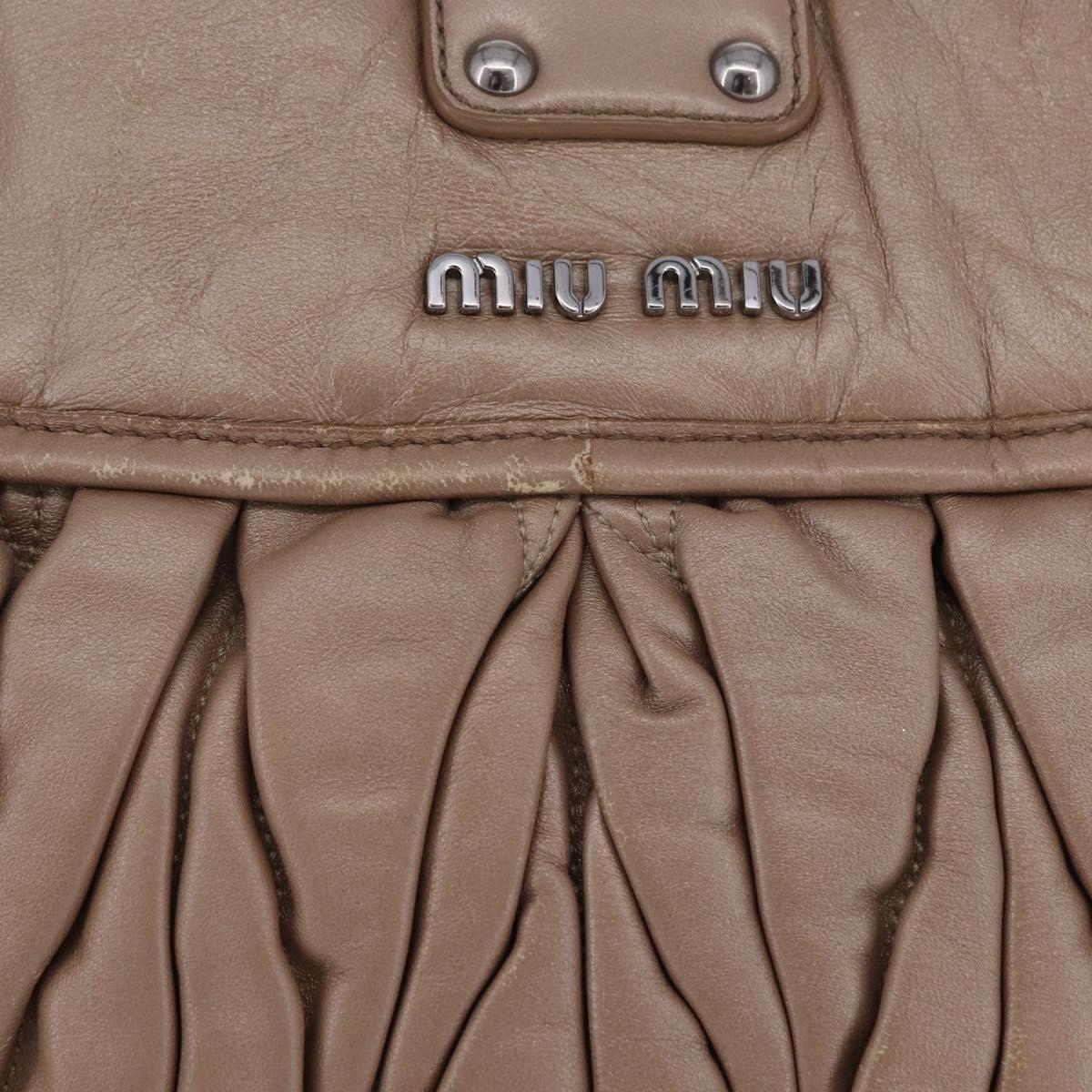 Miu Miu Matelasse Hand Bag Beige Silver Auth 199449