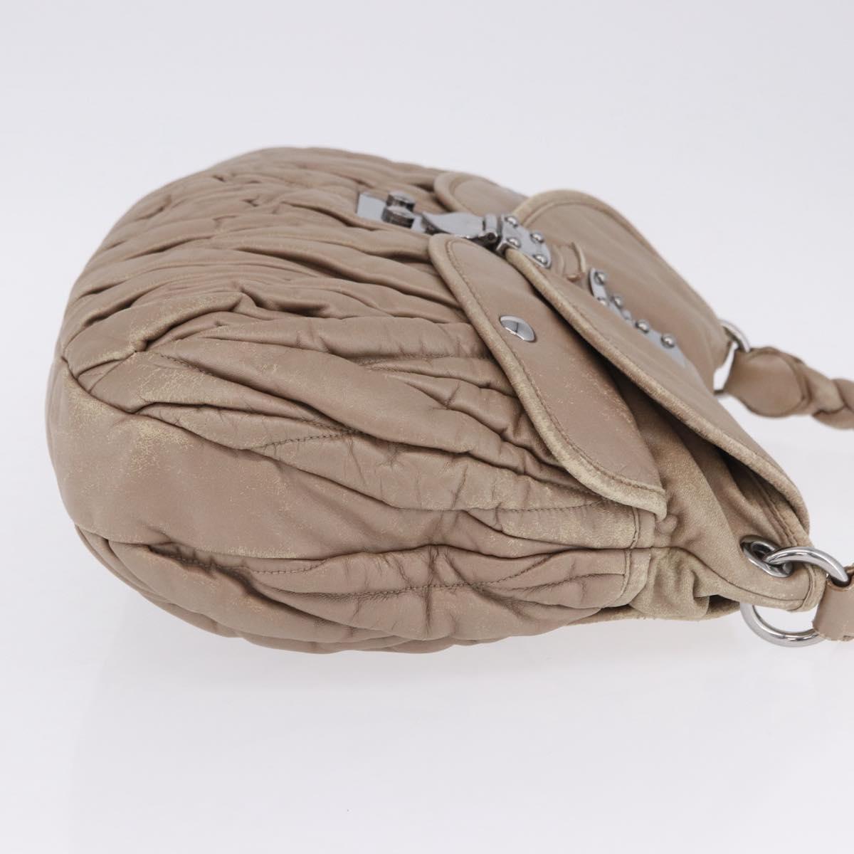 Miu Miu Matelasse Hand Bag Beige Silver Auth 199449
