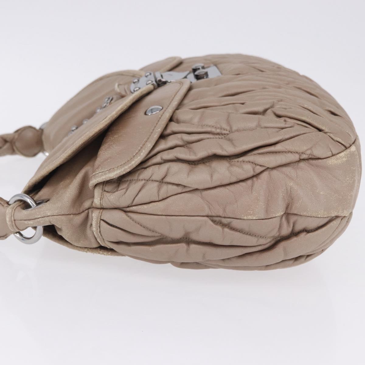 Miu Miu Matelasse Hand Bag Beige Silver Auth 199449