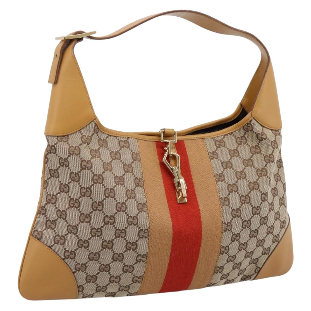 GUCCI GG Canvas Jackie Sherry Line Shoulder Bag Beige Gold 001 4075 Auth 199451