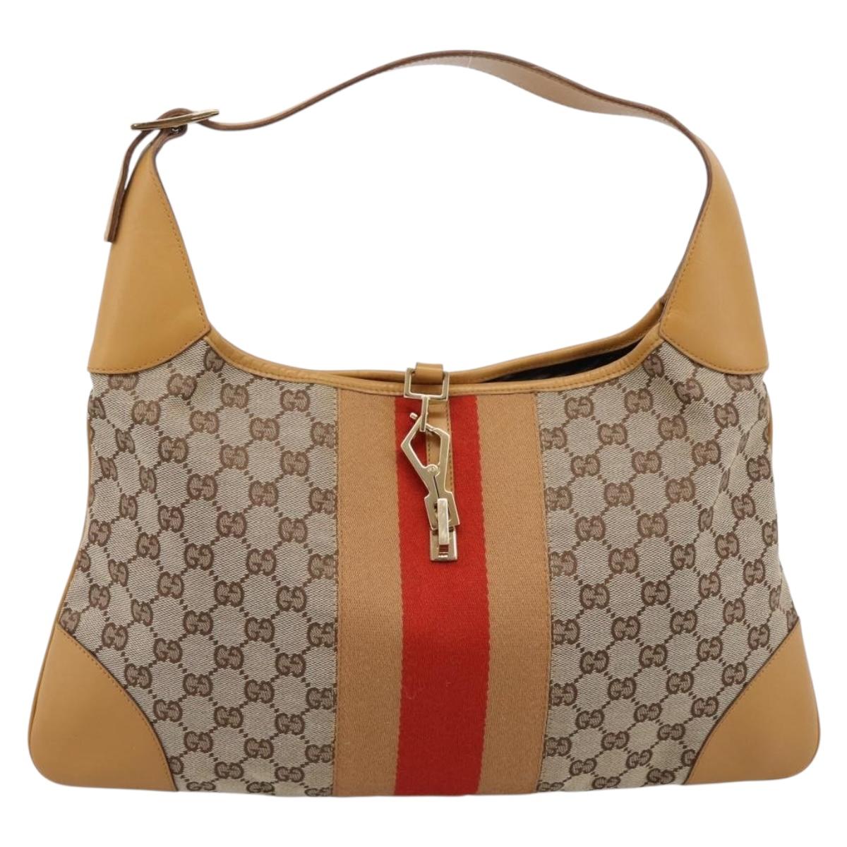 GUCCI GG Canvas Jackie Sherry Line Shoulder Bag Beige Gold 001 4075 Auth 199451