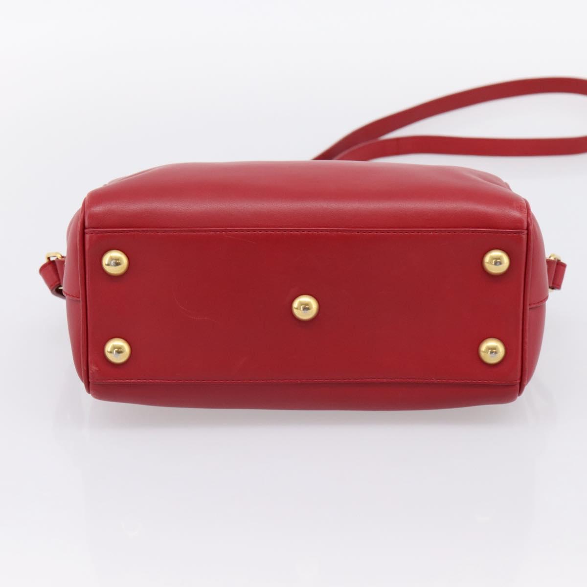 SAINT LAURENT Baby Duffel Hand Bag Leather 2way Red Gold Auth 199452V
