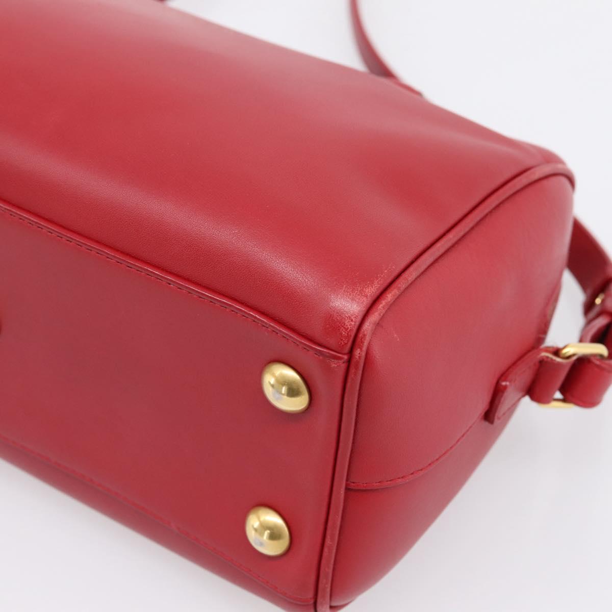 SAINT LAURENT Baby Duffel Hand Bag Leather 2way Red Gold Auth 199452V