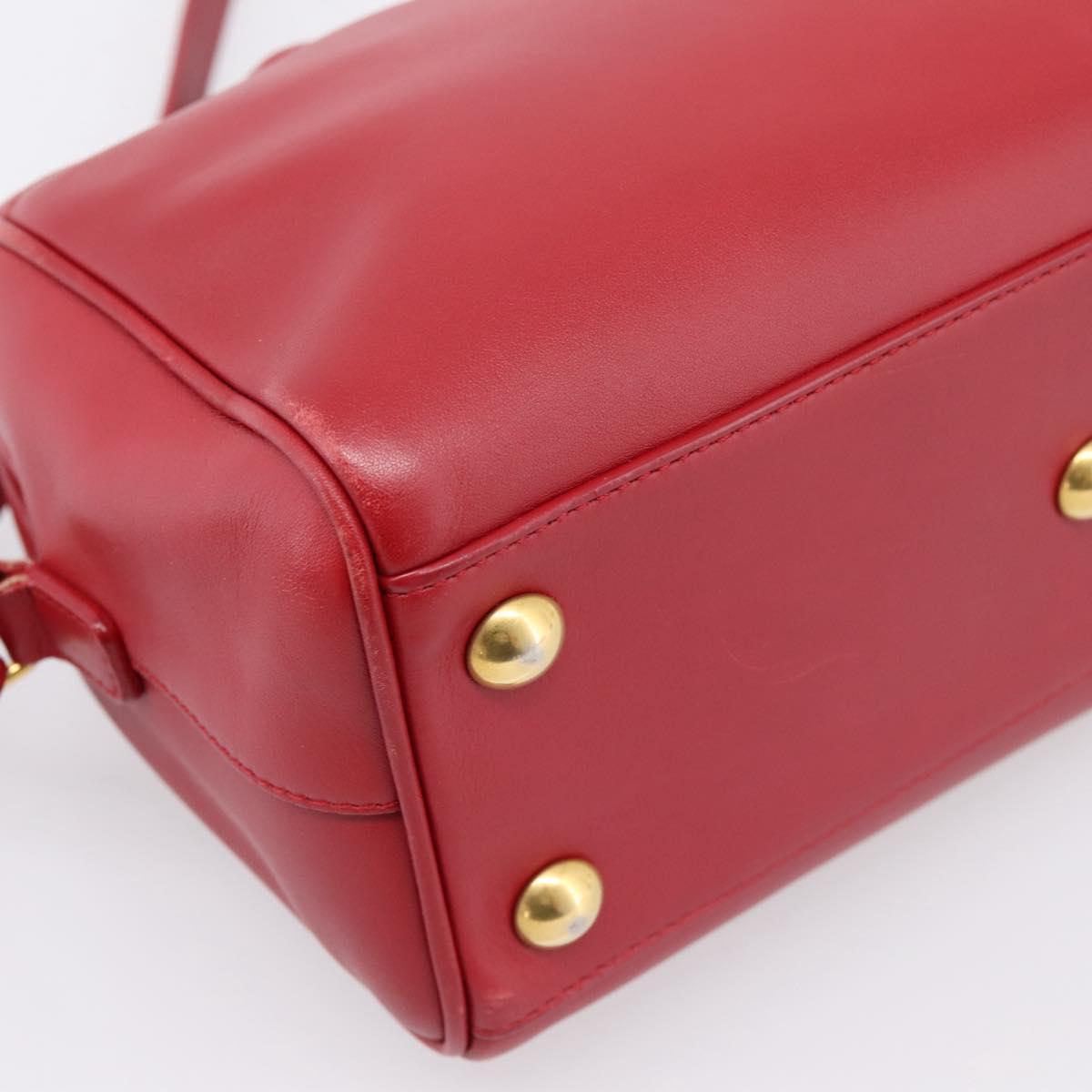 SAINT LAURENT Baby Duffel Hand Bag Leather 2way Red Gold Auth 199452V