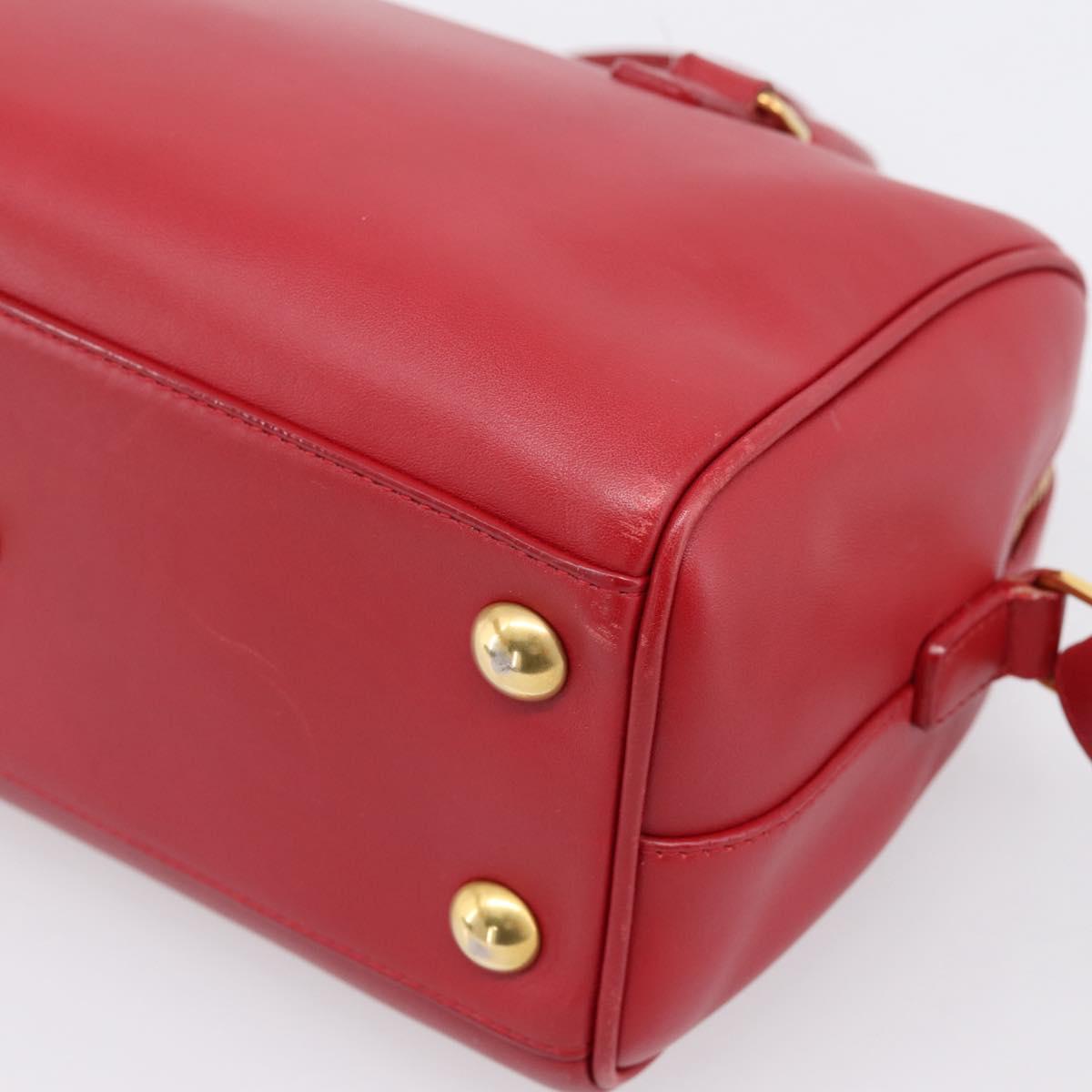 SAINT LAURENT Baby Duffel Hand Bag Leather 2way Red Gold Auth 199452V
