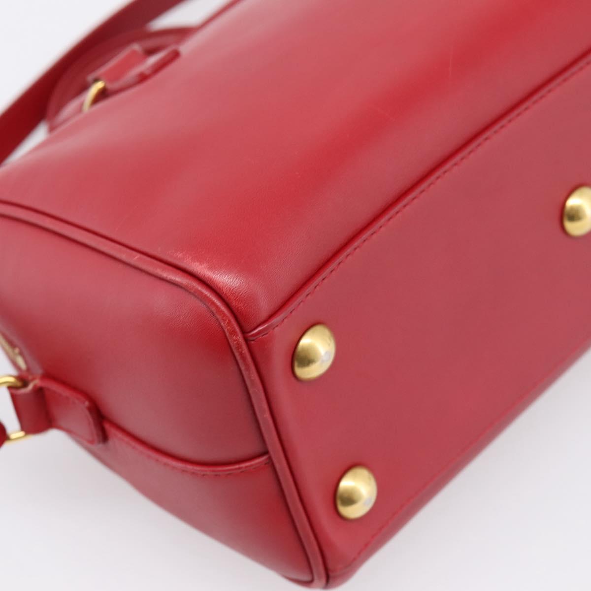 SAINT LAURENT Baby Duffel Hand Bag Leather 2way Red Gold Auth 199452V