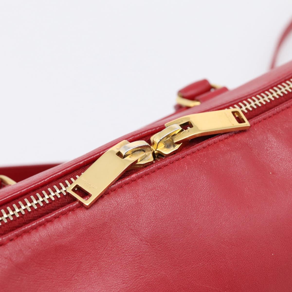 SAINT LAURENT Baby Duffel Hand Bag Leather 2way Red Gold Auth 199452V
