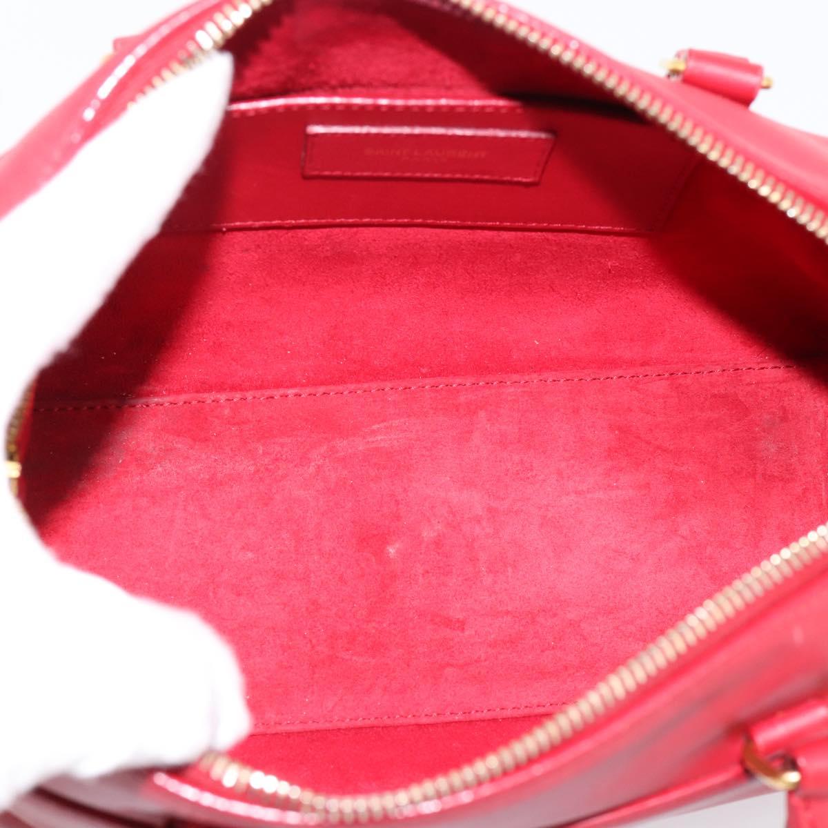 SAINT LAURENT Baby Duffel Hand Bag Leather 2way Red Gold Auth 199452V