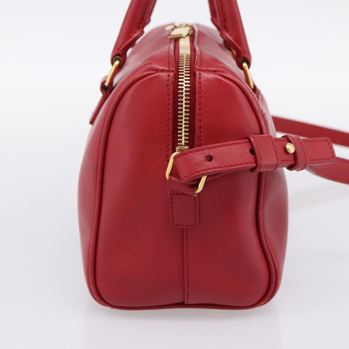 SAINT LAURENT Baby Duffel Hand Bag Leather 2way Red Gold Auth 199452V