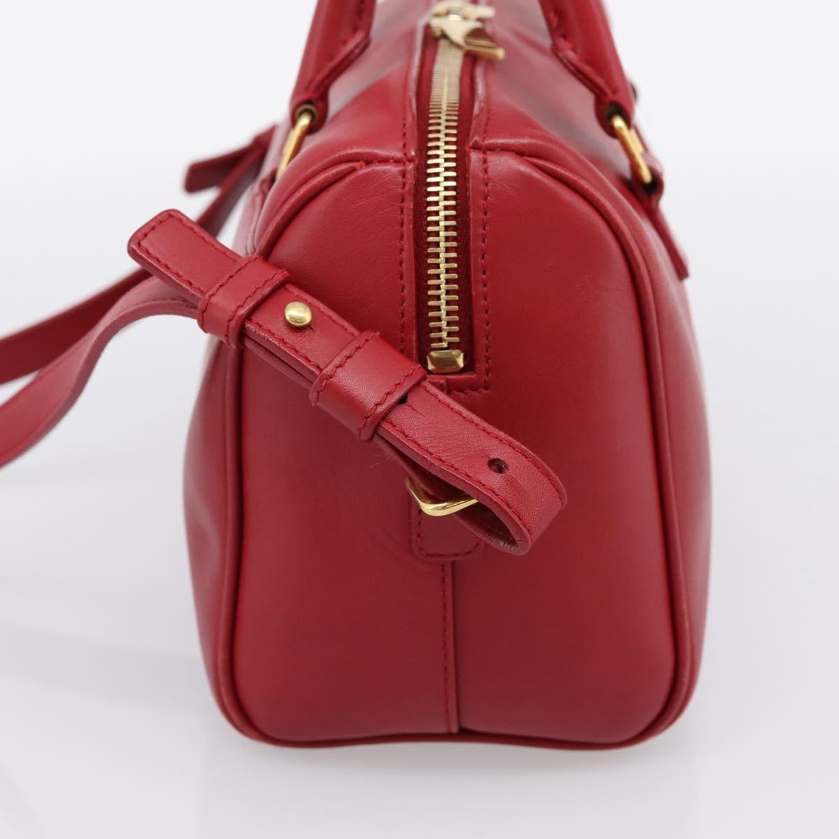 SAINT LAURENT Baby Duffel Hand Bag Leather 2way Red Gold Auth 199452V