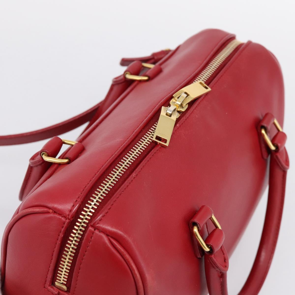SAINT LAURENT Baby Duffel Hand Bag Leather 2way Red Gold Auth 199452V