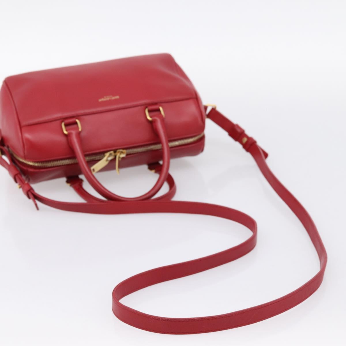 SAINT LAURENT Baby Duffel Hand Bag Leather 2way Red Gold Auth 199452V