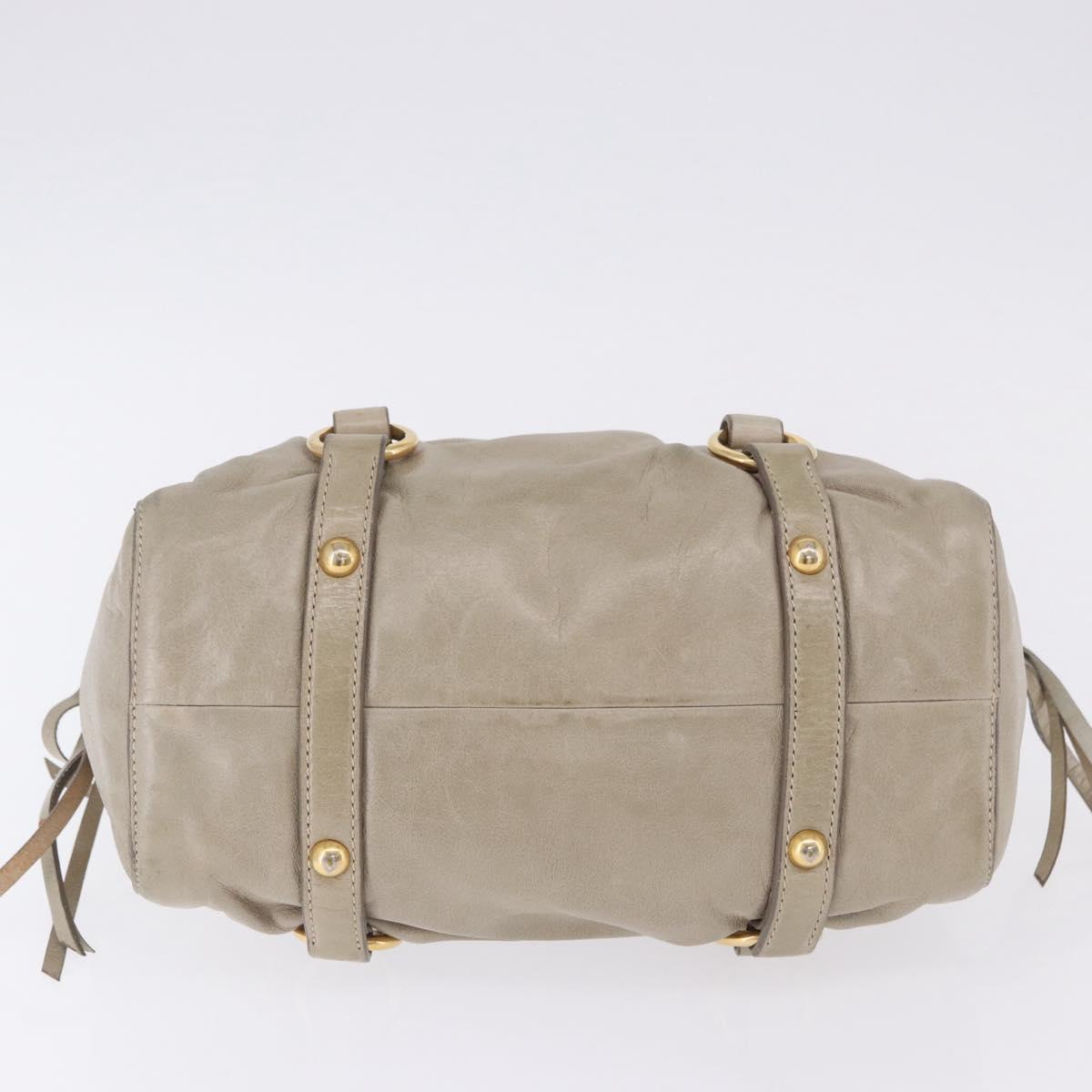 Miu Miu Hand Bag Vitello Lux Leather 2way Beige Gold Auth 199453V