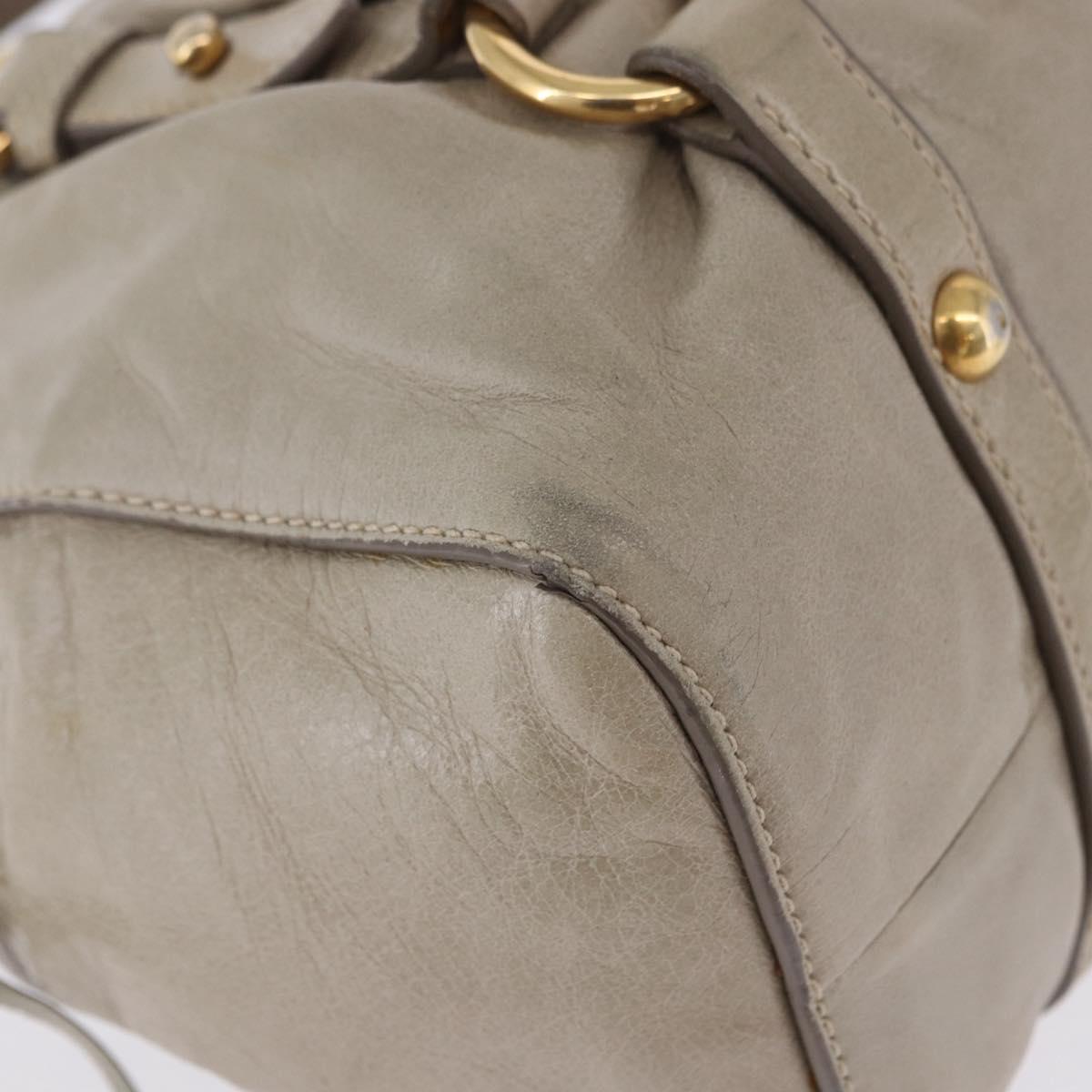 Miu Miu Hand Bag Vitello Lux Leather 2way Beige Gold Auth 199453V