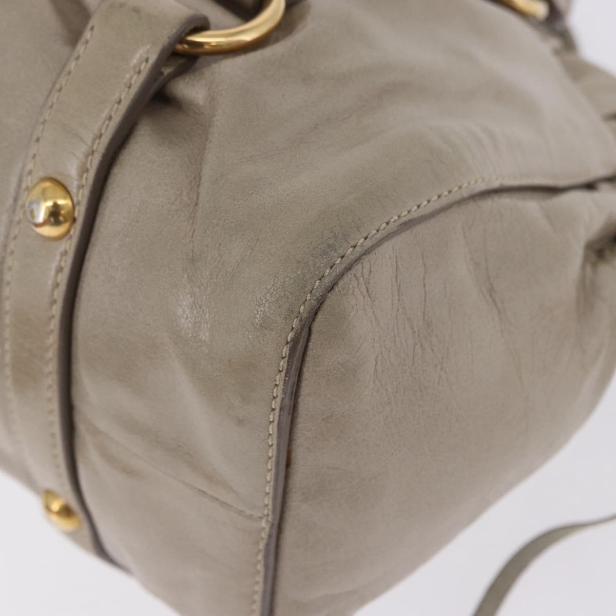 Miu Miu Hand Bag Vitello Lux Leather 2way Beige Gold Auth 199453V